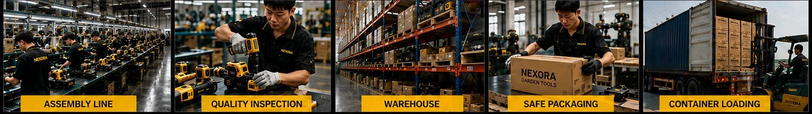 Factory assembly line, quality inspection, warehouse, safe packaging and container loading